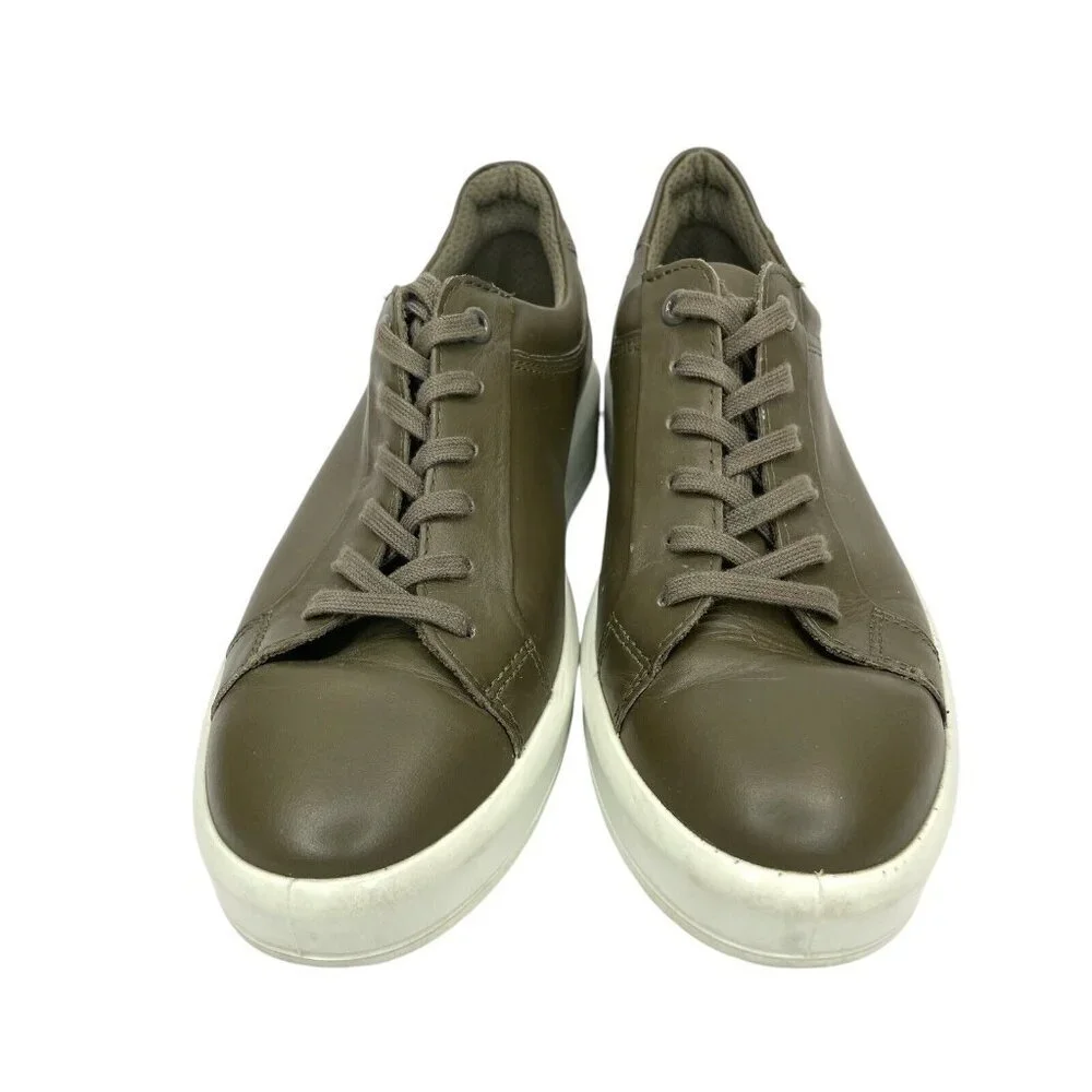 ECCO Soft 9 II Sneakers Leather Tarmac Olive Green SZ 39 EU 8-8.5 US